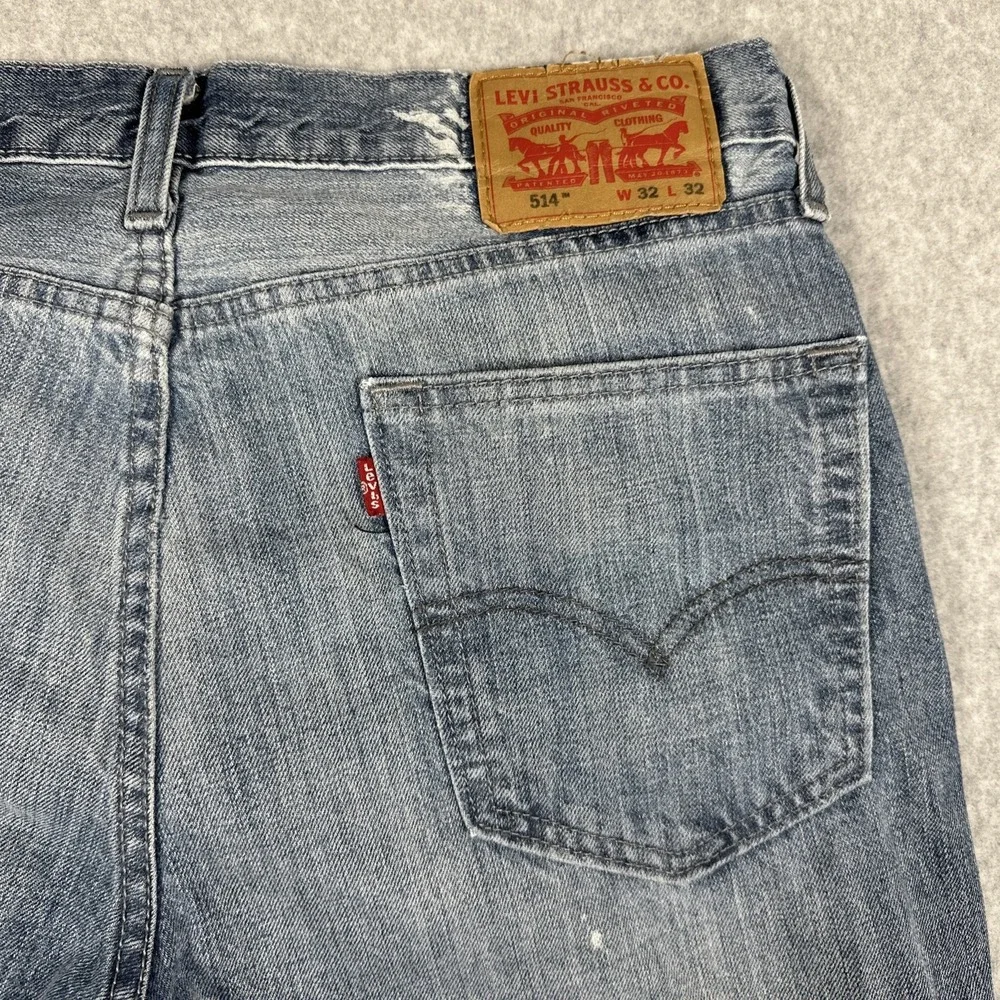 Levi's 514‎ Straight Fit Jeans Men's 32x32 Light Wash Denim Fade Paint Splatter